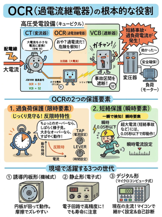 OCR(過電流継電器)の根本的な役割の図解