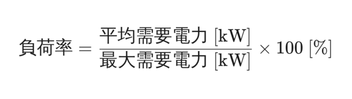負荷率の式（平均需要電力÷最大需要電力×100%）